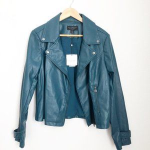 Laundry by Shelli Segal Teal Faux Leather Jacket